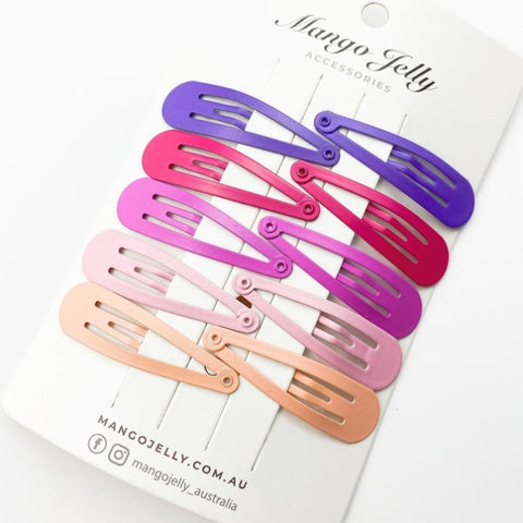 MANGO JELLY Everyday Snap Hair Clips - Violet - Six Pack V659-HC-5CM-10P-BASIC-VIOLET-6-P