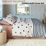 VTWonen Stripe and Eye Natural Cotton Quilt Cover Set King V442-HIN-QUILTCS-STRIPEANDEYE-NATURAL-KI