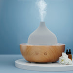 Devanti Aroma Aromatherapy Diffuser LED Oil Ultrasonic Air Humidifier Glass Wood DIFF-X013-LW