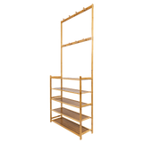 Large Wooden 5 Tiers Hat Coat Stand Clothes Shoe Rack Hanger Hooks Shelf Storage V63-840271