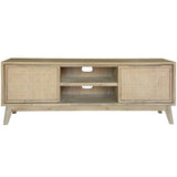 Grevillea ETU Entertainment TV Unit 164cm Solid Acacia Wood Rattan 2 Door -Brown V315-VOD-MALM-04