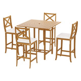 Gardeon 5-Piece Outdoor Bar Set Acacia Wood Bistro Patio Table Stools ODF-V-BT-TK-AB