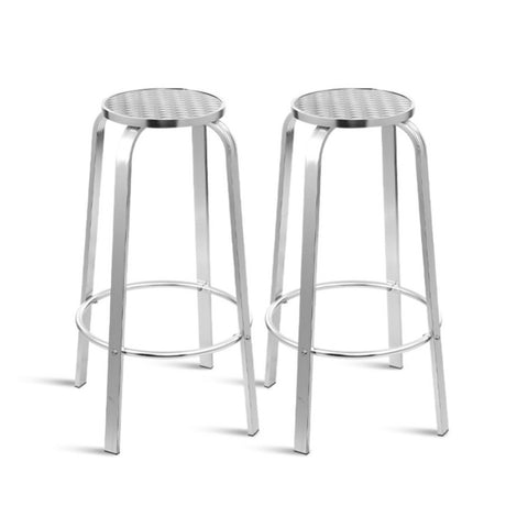 Gardeon 2-Piece Outdoor Bar Stools Patio Indoor Bistro Aluminum Chairs FF-CHAIR-AL82-X2