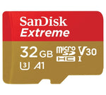 SANDISK 32GB Extreme microSD SDHC SQXAF V30 U3 C10 A1 UHS-1 100MB/s R 60MB/s W 4x6 SD Adaptor V177-L-FMS-MSDEXTREME-032G