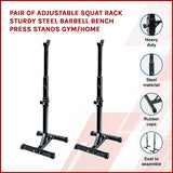 Pair of Adjustable Squat Rack Sturdy Steel Barbell Bench Press Stands GYM/HOME V63-825881