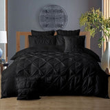 Diamond Pintuck Super King Size Black Duvet Quilt Cover Set V493-ZSK-05