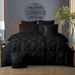 Diamond Pintuck Queen Size Black Duvet Quilt Cover Set V493-ZQ-05