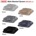 Soft Plain Faux Mink Blanket Queen Silver V442-ABR-BLANKET-PLAIN-SILVER-QS