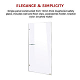 900 x 2100mm Frameless 10mm Safety Glass Shower Screen V63-829691