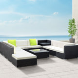 Gardeon 11PC Outdoor Furniture Sofa Set Wicker Garden Patio Lounge FF-SOFA-BK-11PC-ABCCD-N