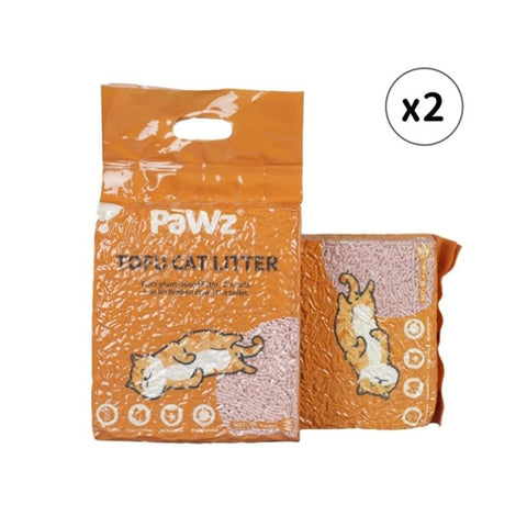 PaWz 2.5kg Tofu Cat Litter Clumping Peach PT1196-PEACH-2PCS