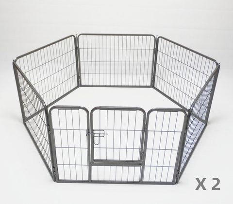 YES4PETS 2 X 6 Panel 60 cm Heavy Duty Pet Dog Puppy Cat Rabbit Exercise Playpen Fence V278-HPL60-W-HPL60-4-B-DOOR