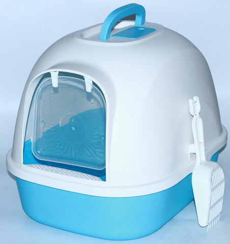 YES4PETS Portable Hooded Cat Toilet Litter Box Tray House with Handle and Scoop Blue V278-MSP-0009-BLUE