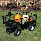 Garden Dump Rolling Mesh Cart with Heavy Duty Steel Frame,10 Inch Pneumatic Tires Maximum Load V284-TC1840A