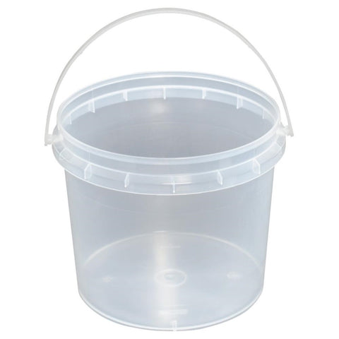 Bulk 10x 1.2L Plastic Buckets + Lids - Food Grade Empty Clear Tub With Handle V238-SUPDZ-31695354495056