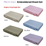 Essentially Home Living Machine Lace Embroidered Sheet Set Single Mocha V442-INT-SHEETS-MICROLACE-MOCHA-SB