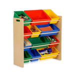 Kids Organiser Shelf Storage Rack for Toys - 12 Multicoloured Bins V196-5608