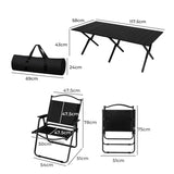 Levede Folding Camping Table Chair Set Black OD1047-BK