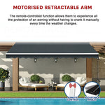 Motorised Outdoor Folding Arm Awning Retractable Sunshade Canopy Grey 5.0m x 3.0m V63-842911