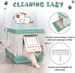 YES4PETS XL Portable Cat Toilet Litter Box Tray Foldable House with Handle and Scoop Green V278-AT1001-LITTER-TRAY-GREEN