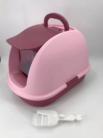 YES4PETS XL Portable Hooded Cat Toilet Litter Box Tray House with Charcoal Filter and Scoop Pink V278-MSP-0008-PINK