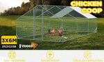 VaKa 3x6x1.95m Metal Walk-in Chicken Coop Rabbit Hutch Cage Hen House Chook Au V465-V51002