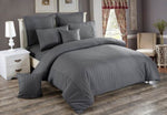 Seersucker Super King Size Charcoal Duvet Quilt Cover Set V493-PASK-11