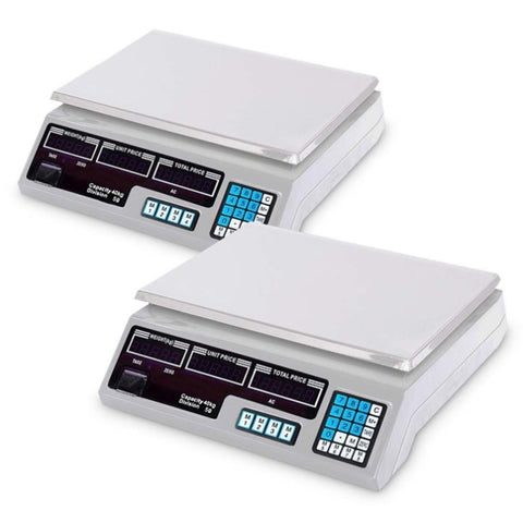 SOGA 2X 40kg Digital Commercial Kitchen Scales Shop Electronic Weight Scale Food White SCALE40KGWHTX2