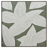 100X100cm Emerald Oasis: Leaves of Serenity Champagne Framed Hand Painted Canvas Wall Art V411-SOK-HMTWF-HSH-9