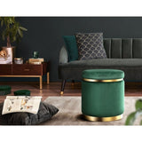 Artiss Ottoman Foot Stool Round Velvet Green FS-B-675-VEL-GN