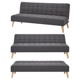 Brando 3 Seater Sofa Futon Bed Fabric Lounge Couch - Charcoal V315-VOL-BRAND-02