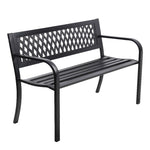 Gardeon Outdoor Garden Bench Seat Steel Outdoor Furniture 2 Seater Park Black GB-STEEL-XG202-BK