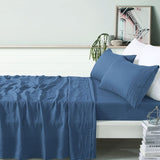 Vintage Design Homewares 100% Linen Brilliant Blue Sheet Set Double V442-HIN-SHEETS-LINEN-BRILLIANTBLUE-DS