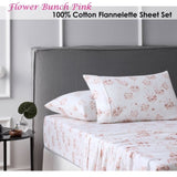 Accessorize Cotton Flannelette Sheet Set Flower Bunch Pink Double V442-HIN-SHEETS-COTTONFLANNEL-FLOWERPINK-DS