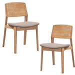 Emilio 2pc Set Dining Chair Fabric Seat Scandinavian Style Solid Ash Wood Oak V315-VOD-LIPW-04-2PC-KIT