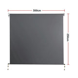 Retractable Straight Drop Roll Down Awning Garden Patio Screen 3.0X2.5M V63-842951