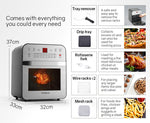 EUROCHEF 16L Digital Air Fryer Electric Airfryer Rotisserie Large Big Dry Cooker, Silver V219-COKAFREUCA25S