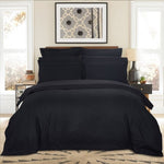 1000TC Ultra Soft Striped Super King Size Black Duvet Quilt Cover Set V493-NSK-05