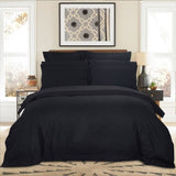 1000TC Ultra Soft Striped Super King Size Black Duvet Quilt Cover Set V493-NSK-05