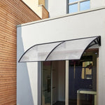 Instahut Window Door Awning Canopy 1mx2m Transparent Sheet Black Plastic Frame AWN-PC6MO-1X2