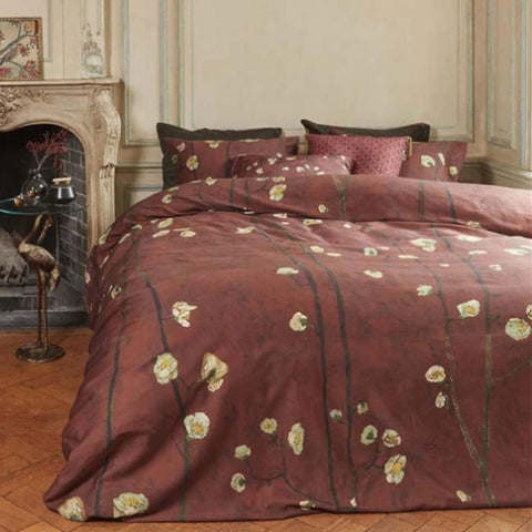 Bedding House Van Gogh Plum Blossoms Red Cotton Sateen Quilt Cover Set King V442-HIN-QUILTCS-PLUMBLOSSOMS-RED-KI