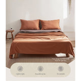 Cosy Club Cotton Bed Sheets Set Orange Brown Cover Double CC-SHEETSET-D-OR-GR