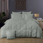 Diamond Pintuck Queen Size Grey Duvet Quilt Cover Set V493-ZQ-06