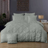 Diamond Pintuck Double Size Grey Duvet Quilt Cover Set V493-ZD-06