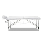 Zenses Massage Table 75cm Portable 2 Fold Aluminium Beauty Bed White MT-ALUM-2FOLD-WH-75