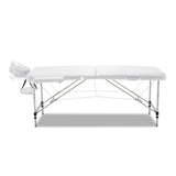 Zenses Massage Table 75cm Portable 2 Fold Aluminium Beauty Bed White MT-ALUM-2FOLD-WH-75