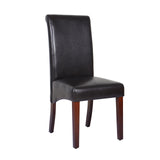 2x Wooden Frame Brown Leatherette Dining Chairs with Solid Pine Legs V43-DC-SWI-BRN