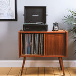 Crosley Voyager Bluetooth Portable Turntable - Black + Bundled Crosley Record Storage Display Stand V398-CR8017BSS-BK4