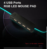 LED Gaming Mouse Pad Large 4 USB Ports RGB Extended Mousepad Keyboard Desk Anti-slip Mat V255-MPAD-RGBUSB