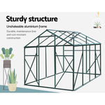 Greenfingers Greenhouse 2.52x1.9x1.83M Aluminium Polycarbonate Green House Garden Shed GH-ALU-252X190-GN-AB